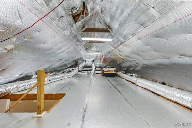 view of unfinished attic