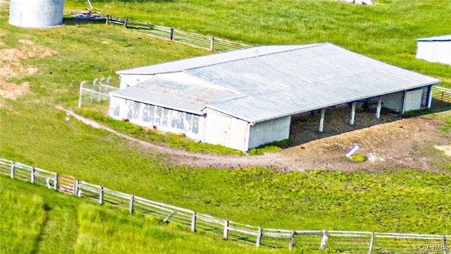 drone / aerial view with a rural view