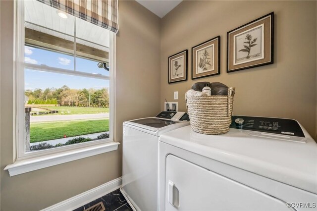 2710 Maidens Rd, Powhatan, VA 23139 - washroom with independent washer and dryer, laundry area, and baseboards