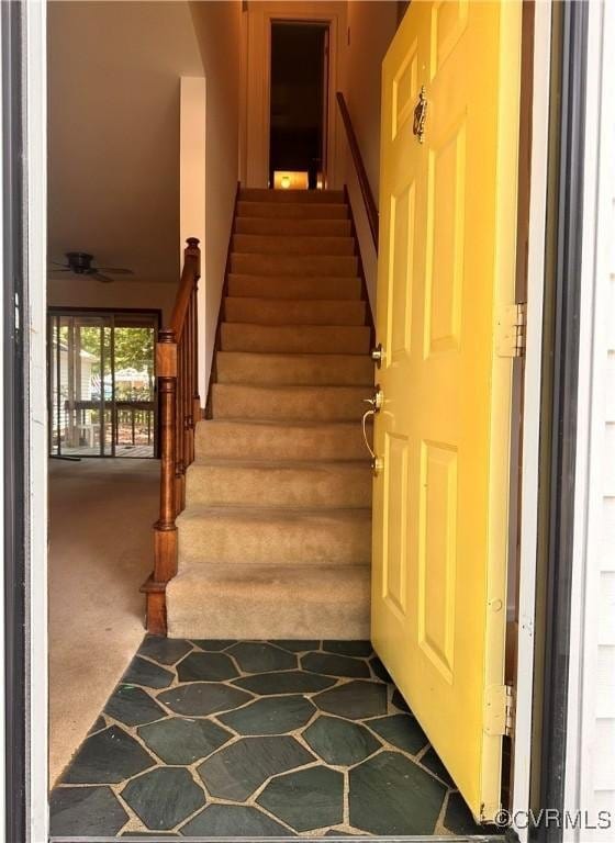 4805 Candlelight, Henrico, VA 23060 - stairs with carpet floors and ceiling fan