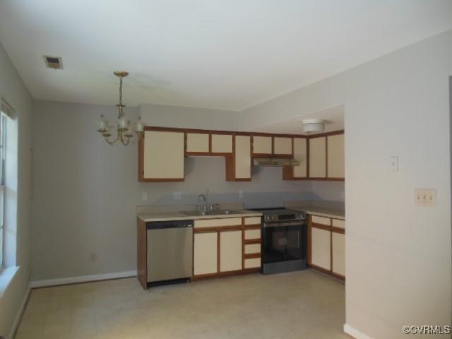 102 Arlington Sq, Ashland, VA 23005 - kitchen with electric range, dishwasher, a sink, and light countertops