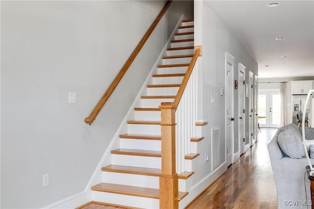 1207 N 21st St, Richmond, VA 23223 - staircase with recessed lighting, baseboards, visible vents, and wood finished floors