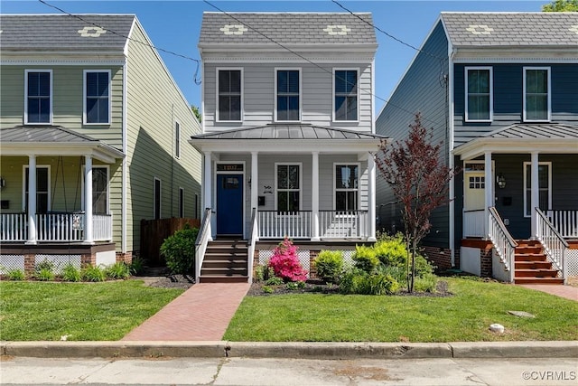 1207 N 21st St, Richmond, VA 23223 - view of front of home featuring a front lawn and covered porch