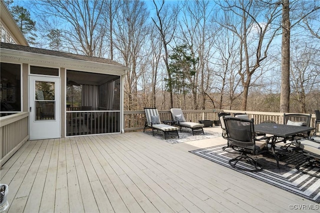 7324 Rosemead Ln, Chesterfield, VA 23838 - wooden terrace featuring outdoor dining space and a sunroom