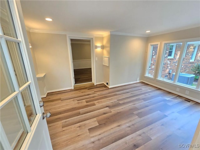 8600 Chester Forest Ln, North Chesterfield, VA 23237 - empty room featuring recessed lighting, baseboards, wood finished floors, visible vents, and ornamental molding