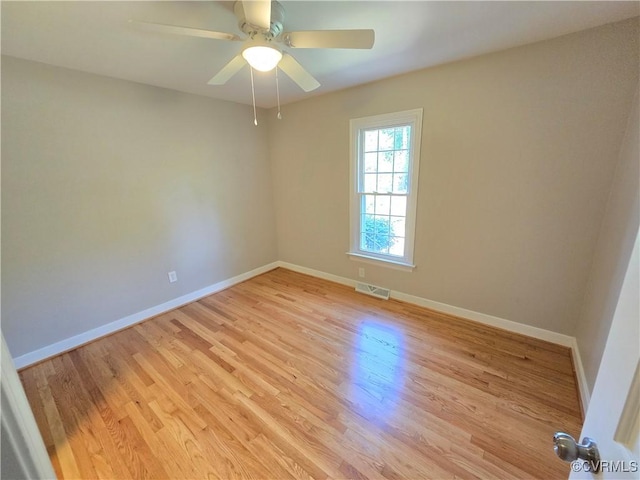 8600 Chester Forest Ln, North Chesterfield, VA 23237 - empty room featuring light wood-style floors, a ceiling fan, baseboards, and visible vents