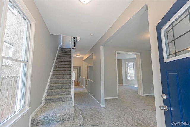2008 2nd Ave, Richmond, VA 23222 - foyer entrance with stairway, baseboards, and carpet