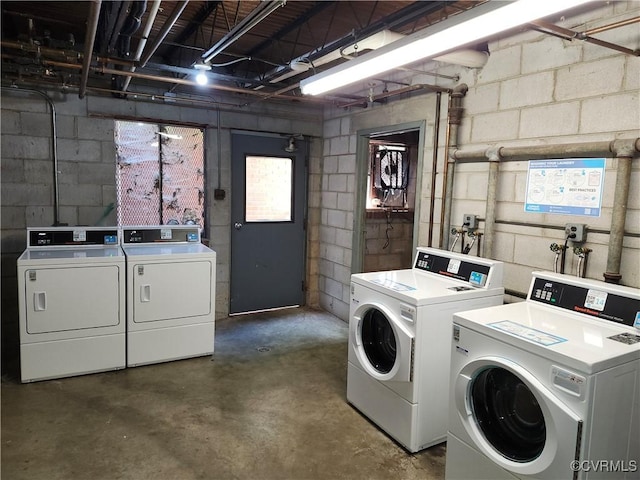 4018 Forest Hill Ave Unit U7, Richmond, VA 23225 - clothes washing area featuring washing machine and dryer and concrete block wall