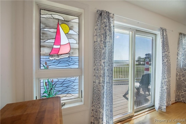 2000 Jenkins Neck Rd, Hayes, VA 23072 - doorway to outside with wood finished floors