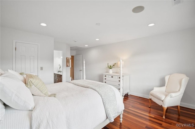 20145 Hunnicut Rd, Dinwiddie, VA 23803 - bedroom with recessed lighting, baseboards, visible vents, and wood finished floors