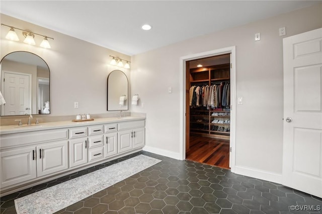 20145 Hunnicut Rd, Dinwiddie, VA 23803 - full bathroom with a sink, tile patterned floors, recessed lighting, and double vanity