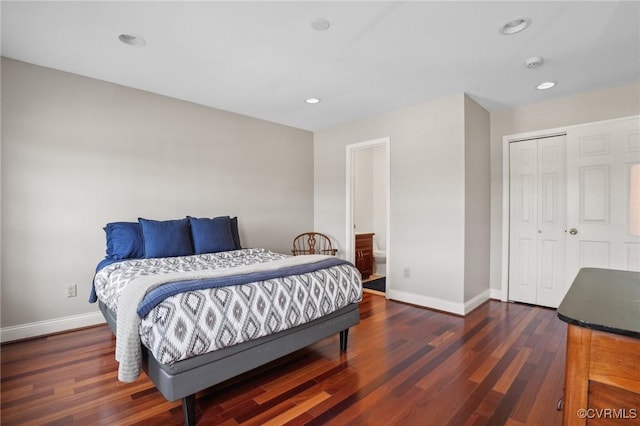 20145 Hunnicut Rd, Dinwiddie, VA 23803 - bedroom with baseboards, recessed lighting, and dark wood-style flooring