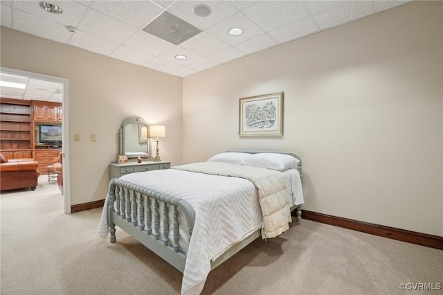 20145 Hunnicut Rd, Dinwiddie, VA 23803 - bedroom with light colored carpet, baseboards, and a drop ceiling