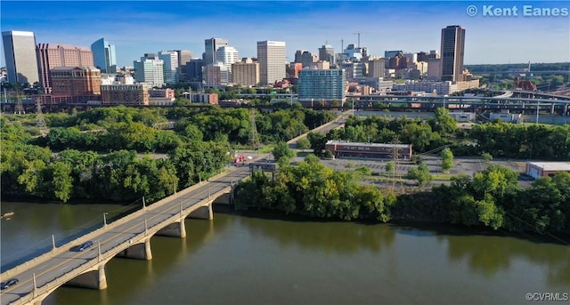 property's view of city with a water view