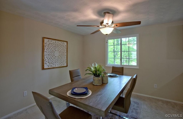 1423 Bull Run Dr, Henrico, VA 23231 - dining space featuring baseboards, a ceiling fan, and carpet flooring