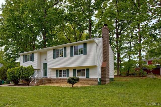 1423 Bull Run Dr, Henrico, VA 23231 - bi-level home with a chimney and a front lawn