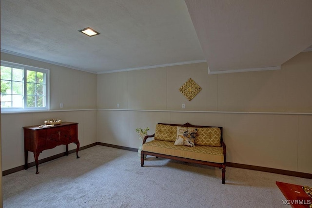 1423 Bull Run Dr, Henrico, VA 23231 - living area featuring baseboards, ornamental molding, and carpet flooring