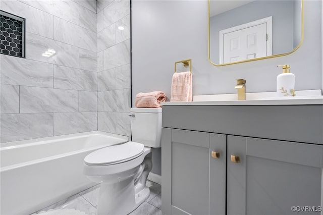 full bathroom with vanity, toilet, and shower / washtub combination