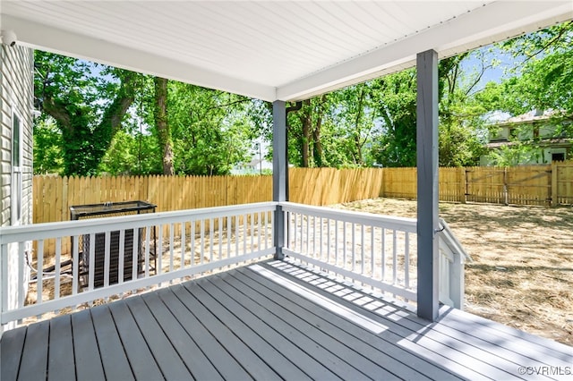 deck featuring a fenced backyard