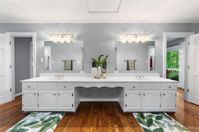 3640 Michaux Mill Dr, Powhatan, VA 23139 - full bathroom featuring double vanity and wood finished floors