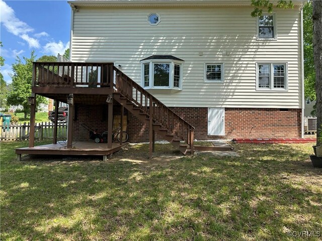 1916 Boardman Ln, Henrico, VA 23238 - back of house featuring a wooden deck, stairs, and cooling unit