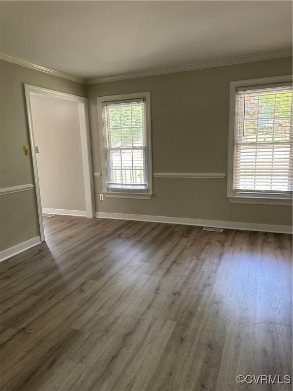 1916 Boardman Ln, Henrico, VA 23238 - unfurnished room featuring dark wood finished floors, crown molding, and baseboards