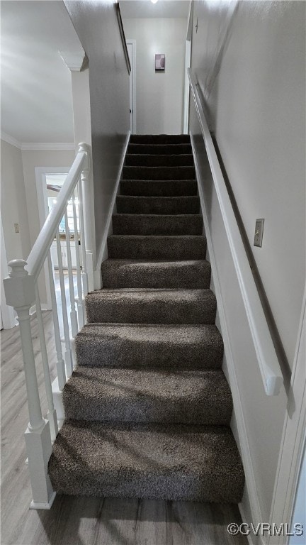 1916 Boardman Ln, Henrico, VA 23238 - stairs featuring wood finished floors and crown molding