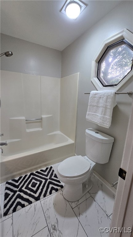 1916 Boardman Ln, Henrico, VA 23238 - full bathroom featuring toilet, tub / shower combination, and marble finish flooring