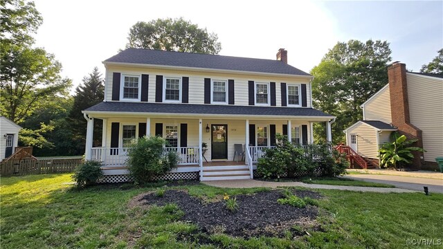 1916 Boardman Ln, Henrico, VA 23238 - colonial-style house featuring a porch and a chimney