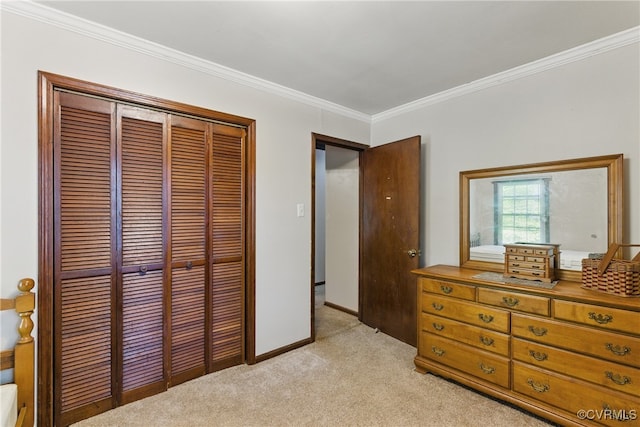 6301 Cedar Springs Rd, Chesterfield, VA 23832 - bedroom featuring baseboards, light carpet, ornamental molding, and a closet