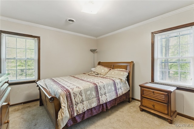 6301 Cedar Springs Rd, Chesterfield, VA 23832 - bedroom with light colored carpet, baseboards, and crown molding