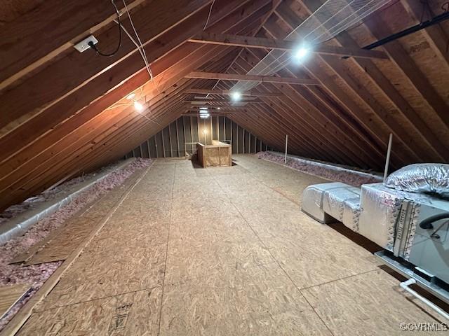 view of unfinished attic