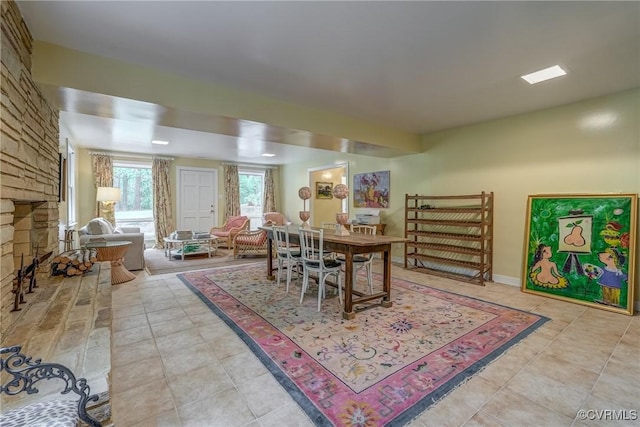 view of tiled dining space