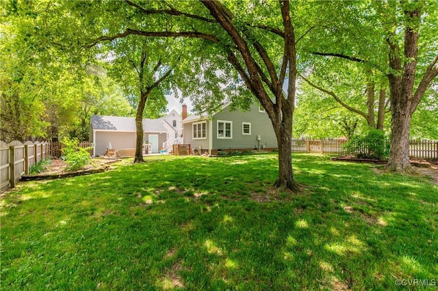 view of yard featuring a fenced backyard