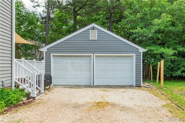 view of detached garage