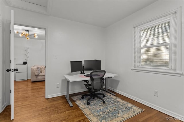 1712 Halifax Ave, Richmond, VA 23224 - office featuring baseboards, attic access, and wood finished floors