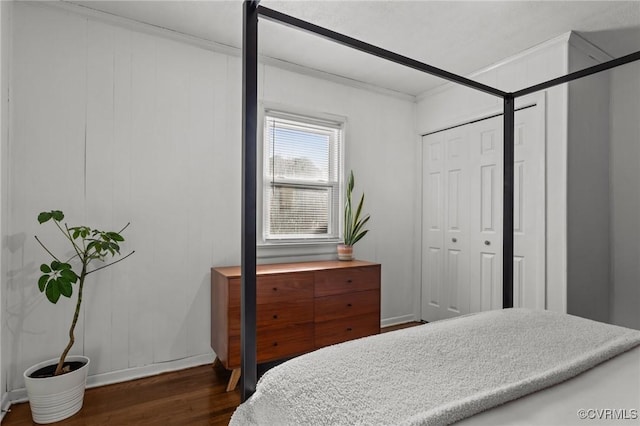 1712 Halifax Ave, Richmond, VA 23224 - bedroom with a closet, baseboards, and dark wood-style floors