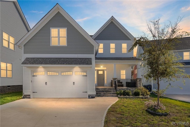 9382 Marne Ct, Mechanicsville, VA 23116 - view of front of property featuring covered porch, driveway, an attached garage, and roof with shingles