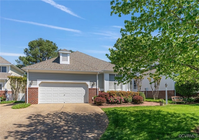 10932 Dominion Fairways Ln, Glen Allen, VA 23059 - view of front of property with concrete driveway, a front yard, brick siding, and a garage
