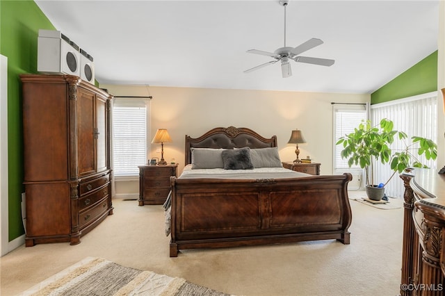 10932 Dominion Fairways Ln, Glen Allen, VA 23059 - bedroom featuring lofted ceiling, light carpet, a ceiling fan, and baseboards