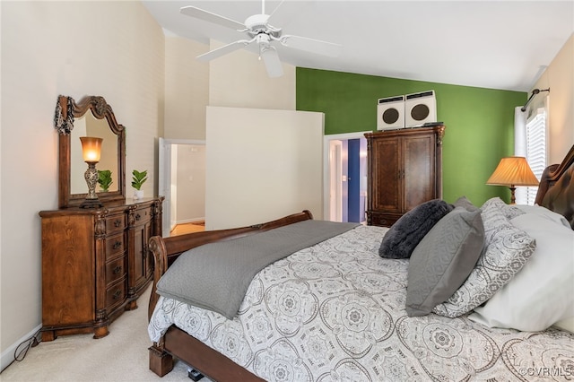 10932 Dominion Fairways Ln, Glen Allen, VA 23059 - bedroom with ceiling fan, high vaulted ceiling, and carpet