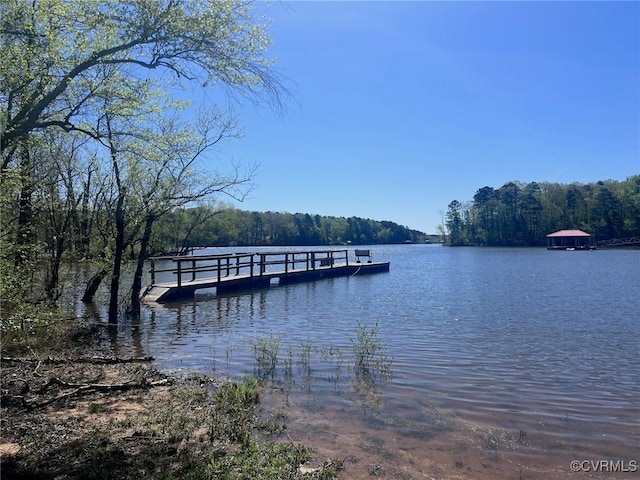 900 Buffalo Creek Rd, Buffalo Junction, VA 24529 - view of dock with a water view and a forest view