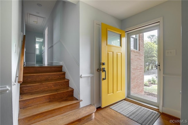 3454 Warner Rd, Richmond, VA 23225 - entrance foyer with plenty of natural light, wood finished floors, and stairs