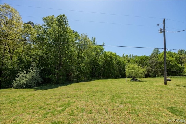 view of yard with a wooded view