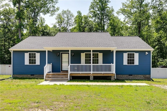 4721 Red Coach Ln, Sandston, VA 23150 - view of front of house with crawl space, covered porch, and a shingled roof