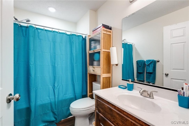 4721 Red Coach Ln, Sandston, VA 23150 - bathroom with toilet, vanity, wood finished floors, and a shower with curtain