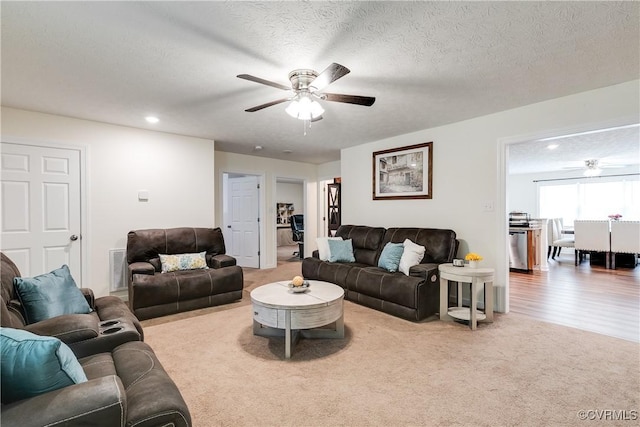 4721 Red Coach Ln, Sandston, VA 23150 - living room with a ceiling fan, carpet flooring, and recessed lighting