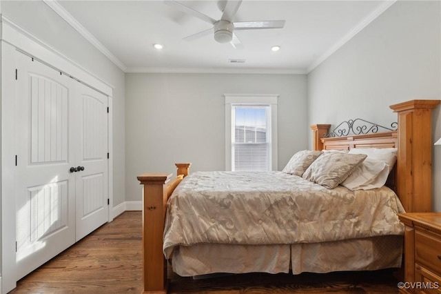 1910 Rose Ave, Richmond, VA 23222 - bedroom with crown molding, baseboards, visible vents, and wood finished floors