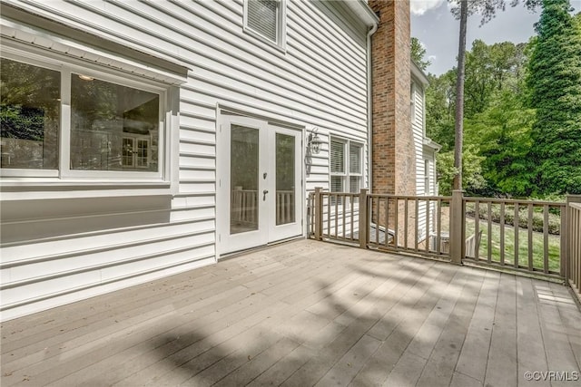 wooden deck with french doors