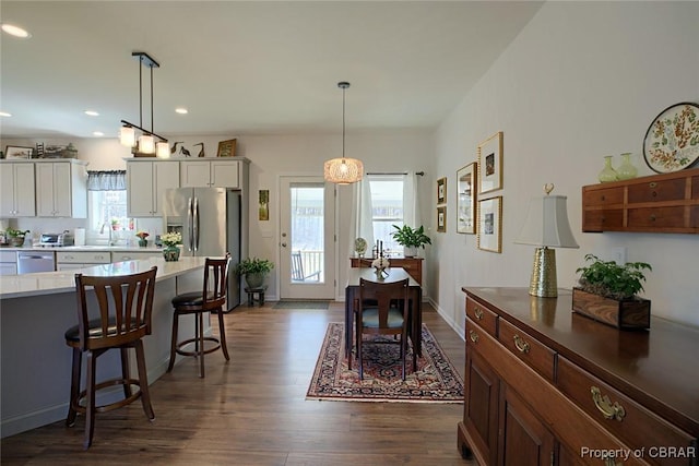 1676 Windsor Rd, Dutton, VA 23050 - dining area featuring dark wood finished floors and recessed lighting
